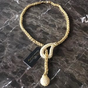 17” Traci Lynn Gold Rhinestone Necklace